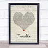 Iggy Azalea Trouble Script Heart Song Lyric Quote Music Print