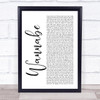 Spice Girls Wannabe White Script Song Lyric Quote Music Print