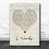 Wretch 32 6 Words Script Heart Song Lyric Quote Music Print