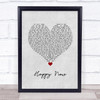 Kygo Happy Now Grey Heart Song Lyric Quote Music Print