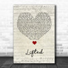 Lighthouse Family Lifted Script Heart Song Lyric Quote Music Print