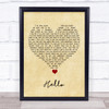 Lionel Richie Hello Vintage Heart Song Lyric Quote Music Print