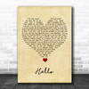 Lionel Richie Hello Vintage Heart Song Lyric Quote Music Print