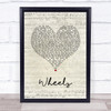 Foo Fighters Wheels Script Heart Song Lyric Quote Music Print