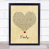 Ed Sheeran Feels Vintage Heart Song Lyric Quote Music Print