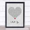 Kane Brown What Ifs Grey Heart Song Lyric Quote Music Print