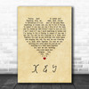 Coldplay X & Y Vintage Heart Song Lyric Quote Music Print