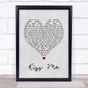 New Found Glory Kiss Me Grey Heart Song Lyric Quote Music Print