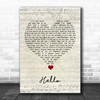 Lionel Richie Hello Script Heart Song Lyric Quote Music Print
