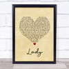 D'Angelo Lady Vintage Heart Song Lyric Quote Music Print