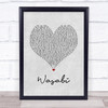 Little Mix Wasabi Grey Heart Song Lyric Quote Music Print