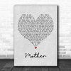 Pink Floyd Mother Grey Heart Song Lyric Quote Music Print