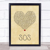 Avicii SOS Vintage Heart Song Lyric Quote Music Print