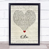 U2 Kite Script Heart Song Lyric Quote Music Print