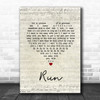 Lighthouse Family Run Script Heart Song Lyric Quote Music Print