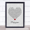 The Snuts Mixer Grey Heart Song Lyric Quote Music Print