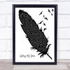Peter Cetera Glory Of Love Black & White Feather & Birds Song Lyric Wall Art Print