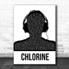 Twenty One Pilots Chlorine Black & White Man Headphones Song Lyric Wall Art Print