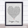 Maggie May Rod Stewart Grey Heart Song Lyric Music Wall Art Print