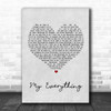 Owl City My Everything Grey Heart Song Lyric Music Wall Art Print