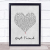 Jason Mraz Best Friend Grey Heart Song Lyric Music Wall Art Print