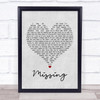 Everything But The Girl Missing Grey Heart Song Lyric Music Wall Art Print