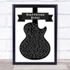 Elvis Presley Heartbreak Hotel Black & White Guitar Song Lyric Music Wall Art Print