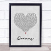 Van Halen Dreams Grey Heart Song Lyric Music Wall Art Print