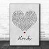 Jewel Hands Grey Heart Song Lyric Music Wall Art Print