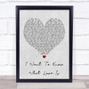 Foreigner I Want To Know What Love Is Grey Heart Song Lyric Music Wall Art Print