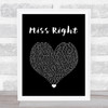 Ne-Yo Miss Right Black Heart Song Lyric Wall Art Print