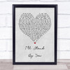 The Pretenders I'll Stand By You Grey Heart Song Lyric Music Wall Art Print