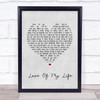 Queen Love Of My Life Grey Heart Song Lyric Music Wall Art Print