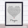 Coldplay Magic Grey Heart Song Lyric Music Wall Art Print