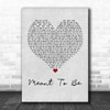 Bebe Rexha Meant To Be Grey Heart Song Lyric Music Wall Art Print