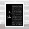 James TW For You Black Script Song Lyric Wall Art Print