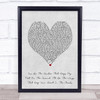 Mayday Parade You Be The Anchor That Keeps My Feet On The Ground, Grey Heart Song Lyric Wall Art Print