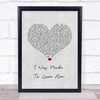 Stevie Wonder I Was Made To Love Her Grey Heart Song Lyric Wall Art Print