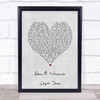 Lionel Richie Don't Wanna Lose You Grey Heart Song Lyric Wall Art Print