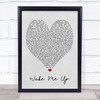 Wake Me Up Ed Sheeran Grey Heart Song Lyric Music Wall Art Print