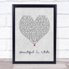 Shane Filan Beautiful In White Grey Heart Song Lyric Wall Art Print