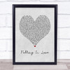 Jessica Lowndes Falling In Love Grey Heart Song Lyric Wall Art Print