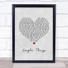 Miguel Simple Things Grey Heart Song Lyric Wall Art Print