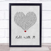 Oasis Roll With It Grey Heart Song Lyric Wall Art Print