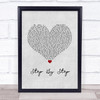 Whitney Houston Step By Step Grey Heart Song Lyric Wall Art Print