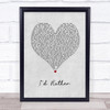 Luther Vandross I'd Rather Grey Heart Song Lyric Wall Art Print