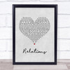 Erika Relations Grey Heart Song Lyric Wall Art Print