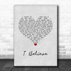 Frankie Laine I Believe Grey Heart Song Lyric Wall Art Print