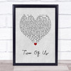 The Beatles Two Of Us Grey Heart Song Lyric Wall Art Print