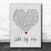 Willie Nelson All Of Me Grey Heart Song Lyric Wall Art Print
